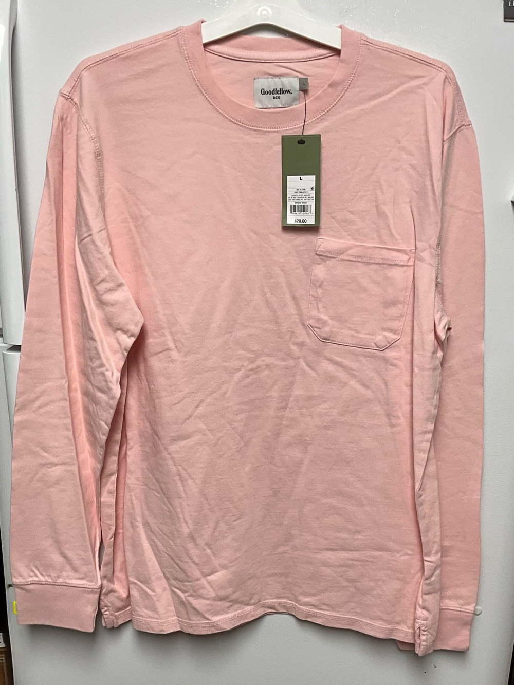 Goodfellow & Co Men's Long-Sleeve Pocket Tee - Light Pink